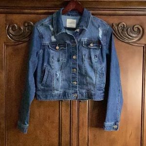 CELEBRITY * PINK DISTRESSED DENIM JACKET SIZE S